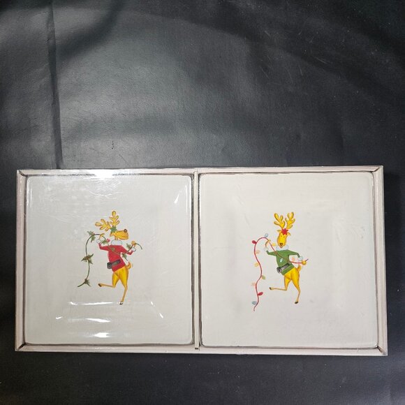 Laurie Gates Winter Wonder Set of Four Square Salad Plates. NOS. Retired - Picture 3 of 12